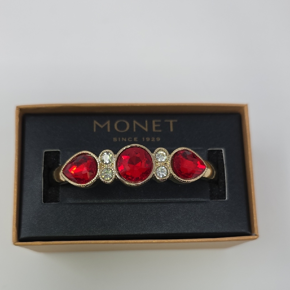 Monet Gold Bracelet with Red Accents